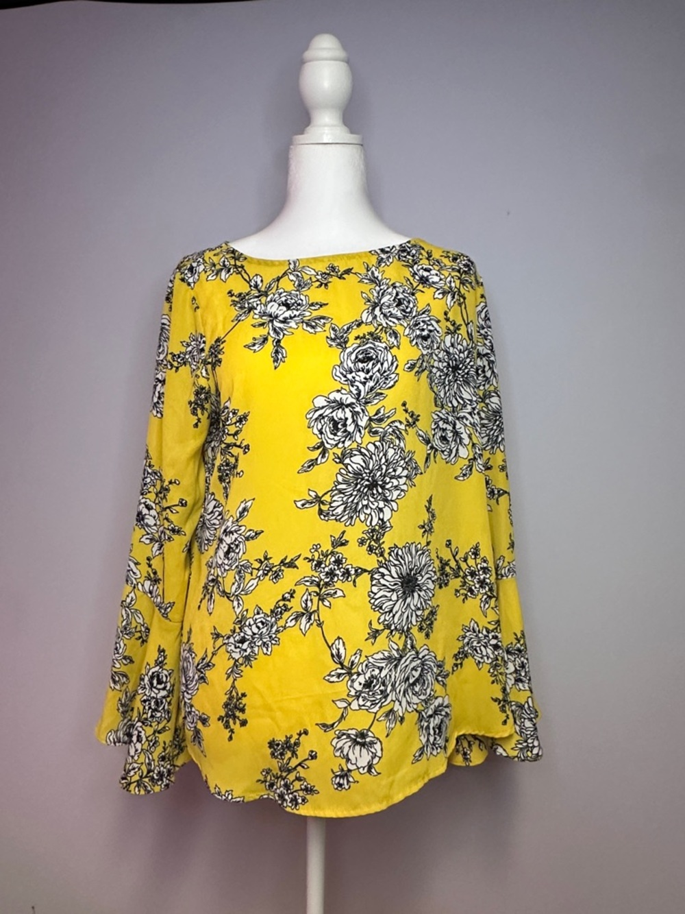 Counterparts Yellow & Black Floral Print Top